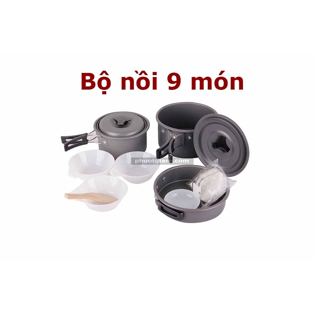 [Freeship 50k] Bộ nồi phượt du lịch gọn nhẹ 3 món