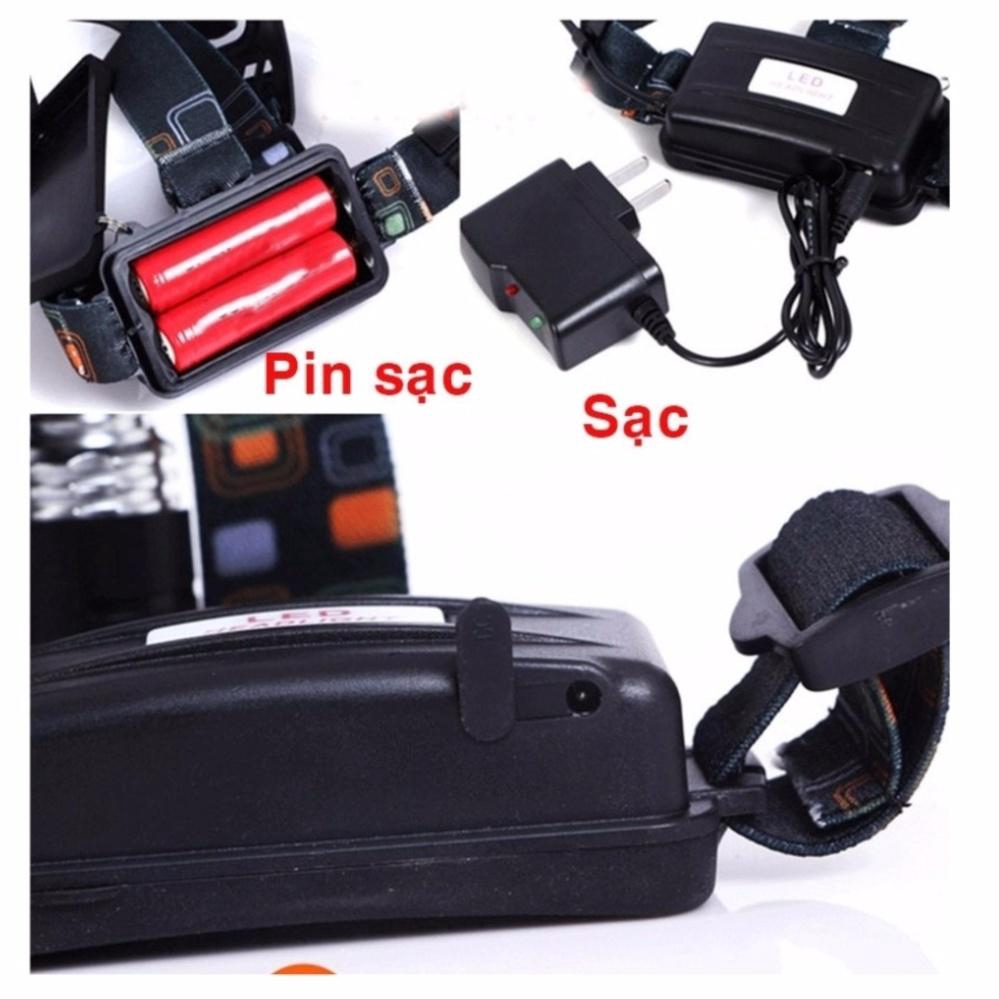 Đèn pin đội đầu 3 bóng siêu sáng SMH + Tặng 2 Pin sạc
