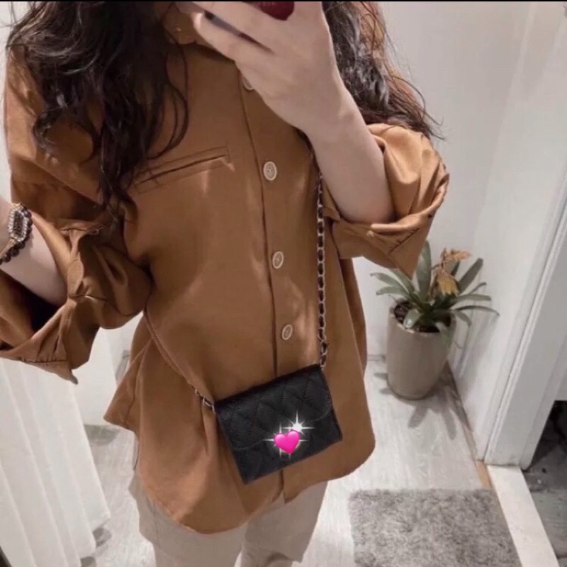 Túi sách mini nhỏ gọn dáng ví cầm tay size 13-17cm kèm dây xích đeo chéo nữ phong cách đi chơi dạo phố