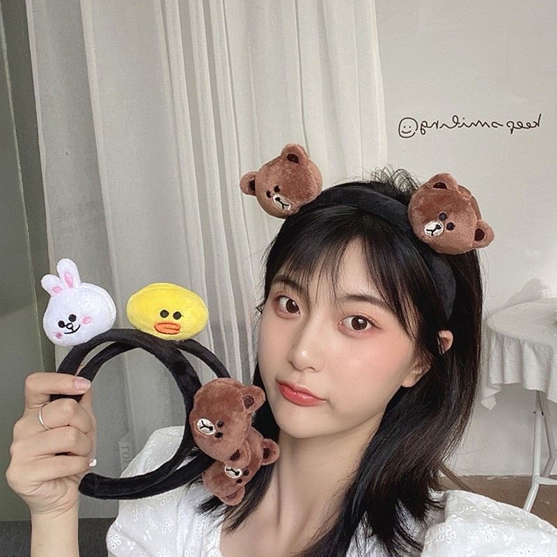Băng đô cài tóc gấu brown, thỏ hồng 2 bên xinh xắn