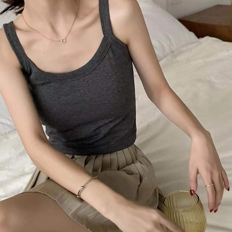 Áo Lót Thể Thao Hai Dây Màu Sắc Trơn Có Mút Đệm Ngực Tiện Dụng