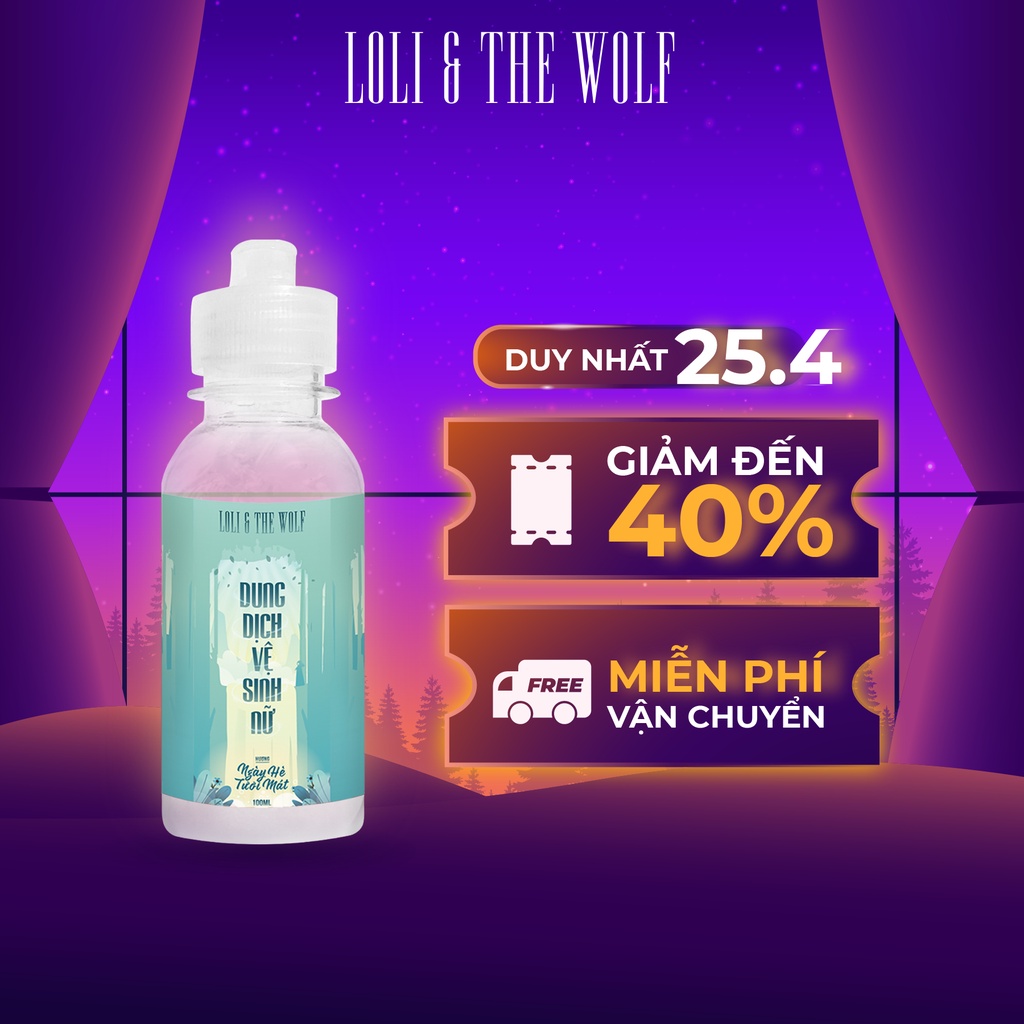 Dung dịch vệ sinh phụ nữ Loli The Wolf hương Hoa Cỏ và Trái Cây dịu nhẹ, lành tính chai 100ml