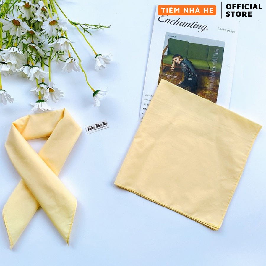 Khăn Bandana Màu Trơn Đội Đầu Cho Bé Gái Turban Quàng Cổ Tiệm Nhà He size 50x50cm