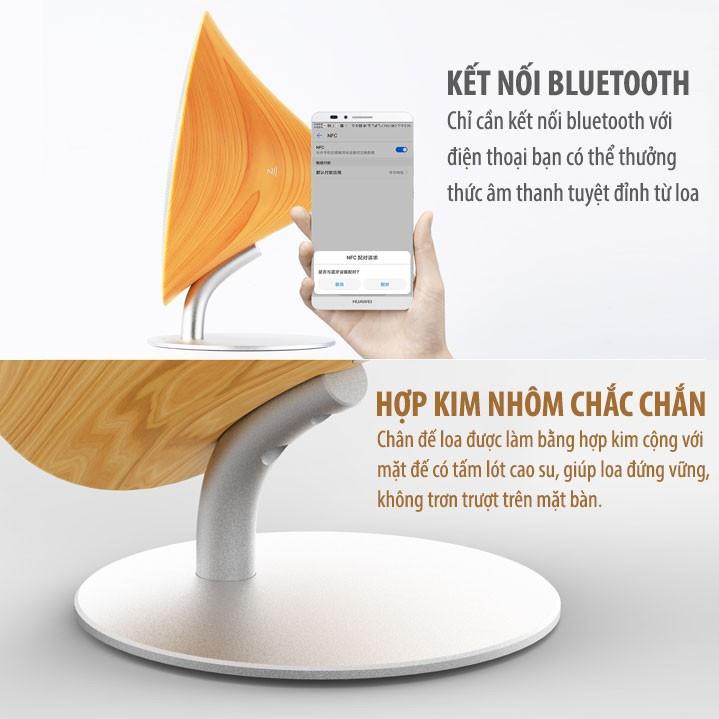 Loa bluetooth để bàn Remax RB-M23 ốp gỗ công suất 3W*2