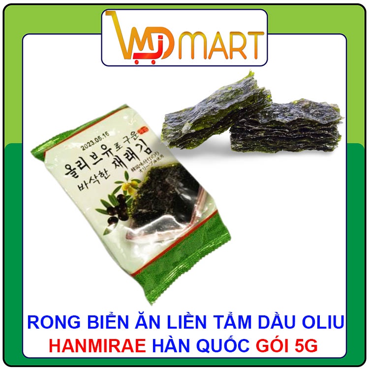 Rong biển ăn liền Hanmirae tẩm dầu oliu Hàn Quốc gói 5g