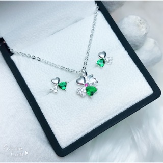 [BẠC CHUẨN] Bộ trang sức Cỏ 4 lá Hạnh Phúc - Bạc 925 chuẩn cao cấp được thiết kế tinh tế nạm đá siêu sáng