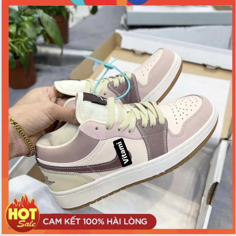Giày Jordan Hồng đỏ cổ thấp đủ phụ kiện Freeship