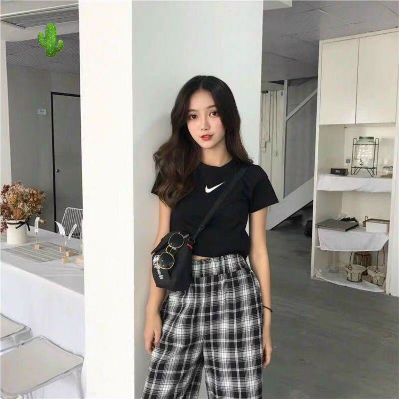 Áo thun croptop thêu NI-K√đơn giản PC