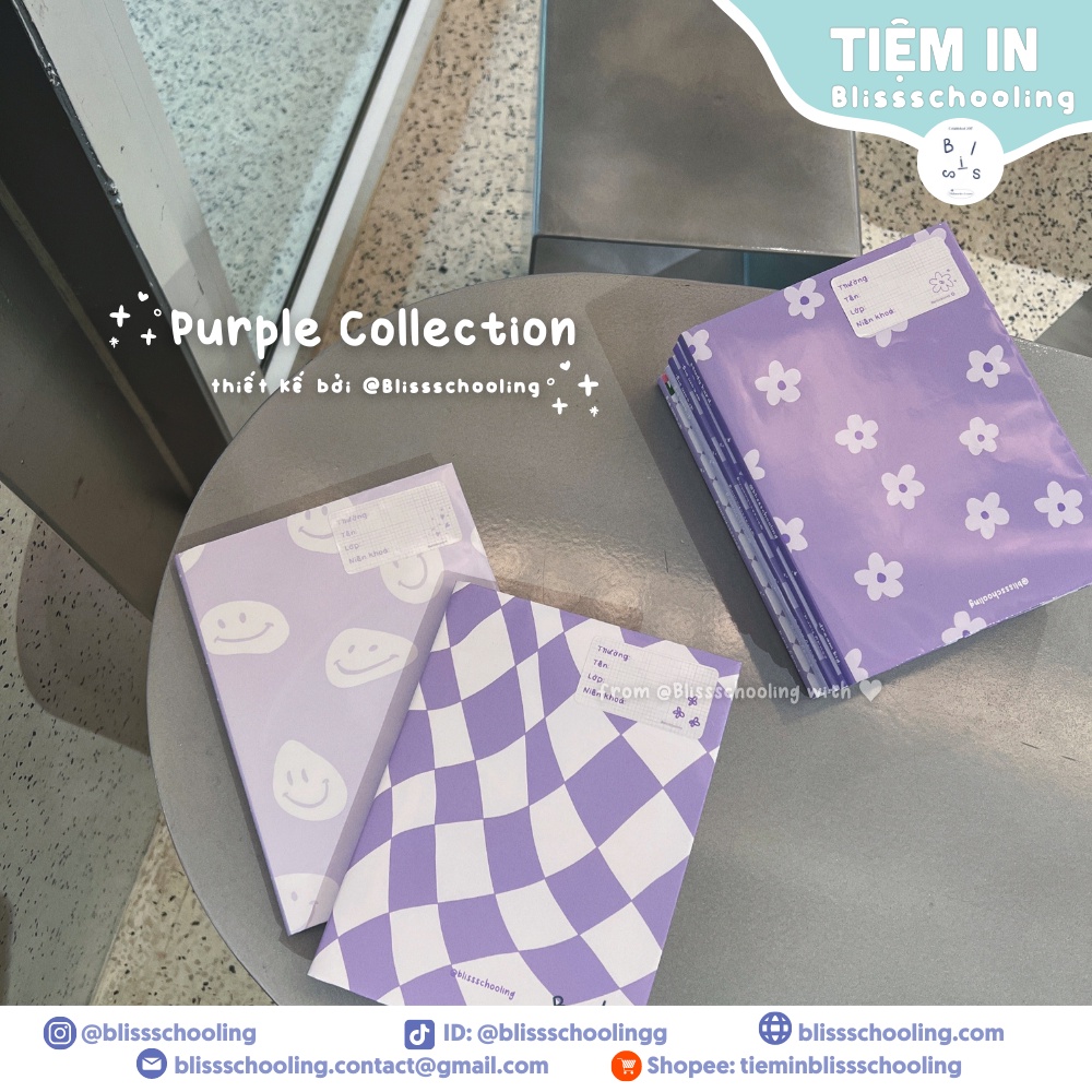 PURPLE COLLECTION | Giấy Bao Tập, SGK, Style Hàn Quốc, Đơn Giản, Màu Sắc Pastel | Đọc kĩ mô tả | Tiệm In Blissschooling