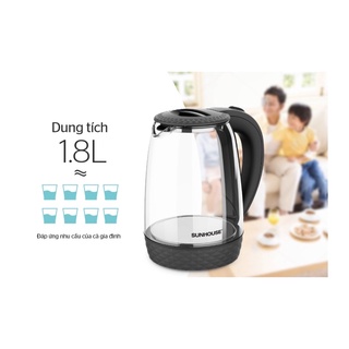 ẤM SIÊU TỐC THỦY TINH SUNHOUSE SHD1215B