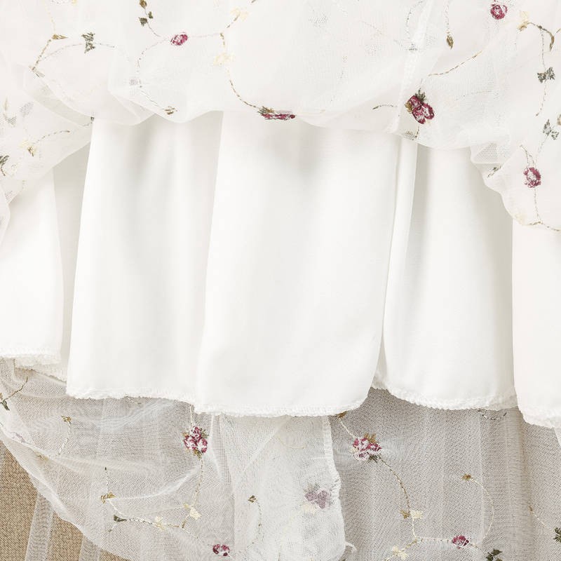 Chân váy maxi chữ A 3 lớp phối ren hoa đẹp mắt nữ tính ngọt ngào