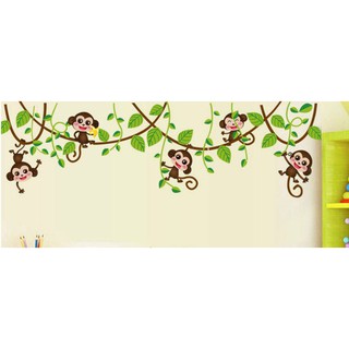 Decal dán tường 5 chú khỉ
