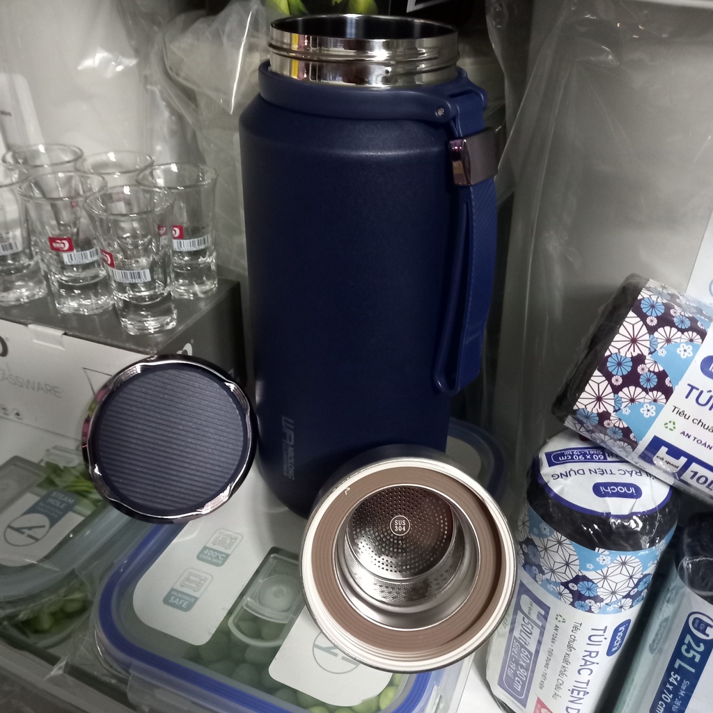 Bình nước giữ nhiệt inox SUS 304 Vân Nhám 1000ml &amp; 1300ml , Boom Tấn 2022 ,Bình 2 Nắp siêu tiện dụng