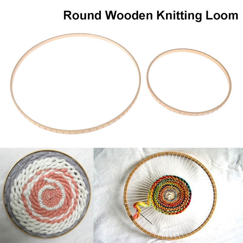 Vòng đan len hình tròn bằng gỗ tiện dụng làm đồ thủ công treo tường DIY