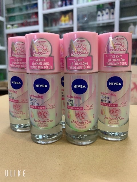 Lăn ngăn mùi NIVEA serum giúp dưỡng trắng chuyên sâu hương hoa hồng Hokkaido mầu hồng nhạt