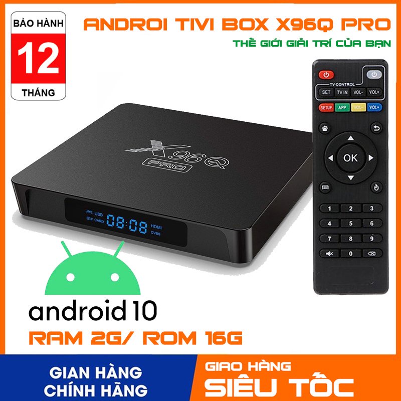 Tivi BOX Android 10.0 X96Q  lõi tứ 4k 2.4g hỗ trợ Wifi/Netflix/Youtube Android Tivi box đầu mạng smart tivi box