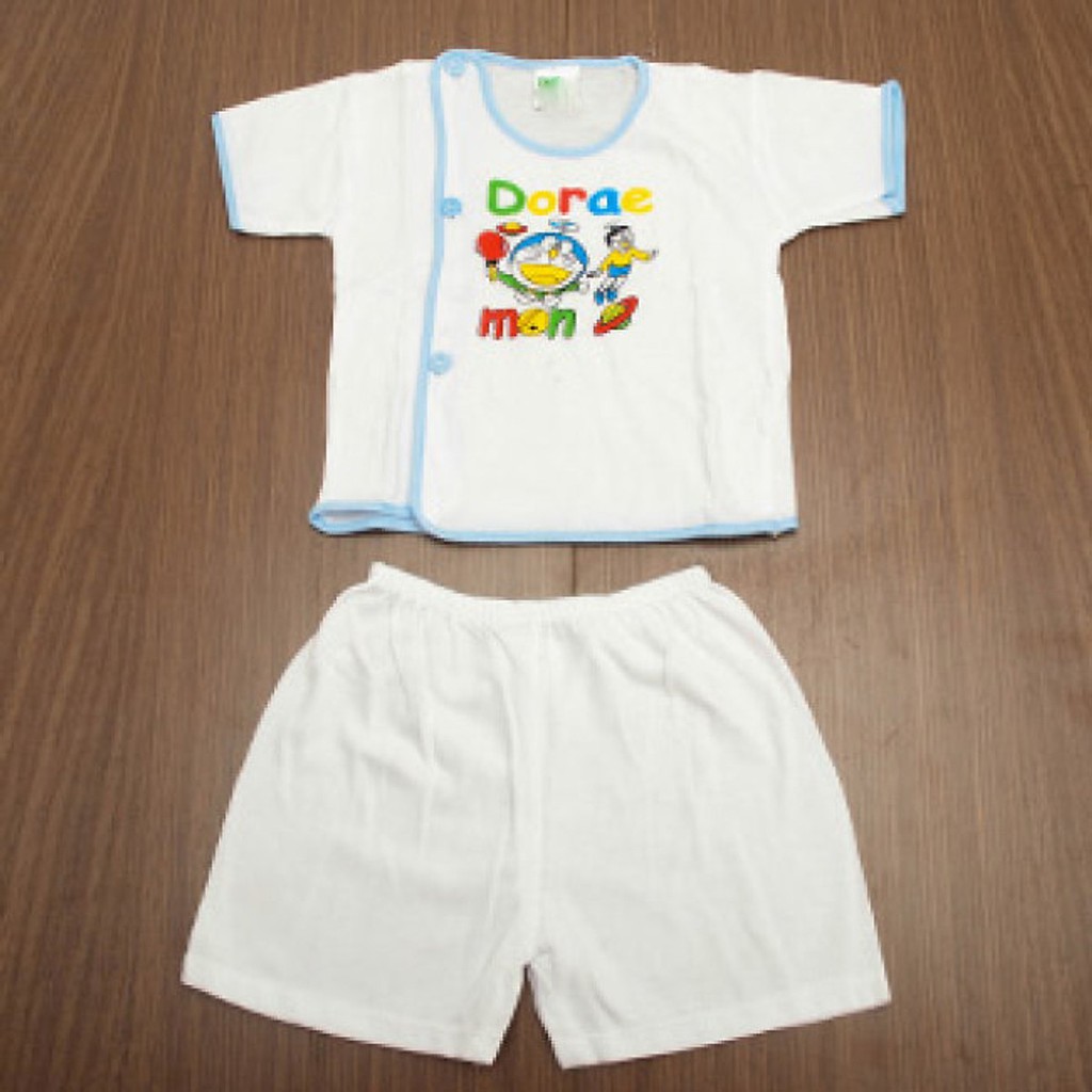 Combo 5 bộ quần áo cho bé sơ sinh từ 2 đến 12 ký (5 quần đùi trắng + 5 áo bó tay ngắn trắng)