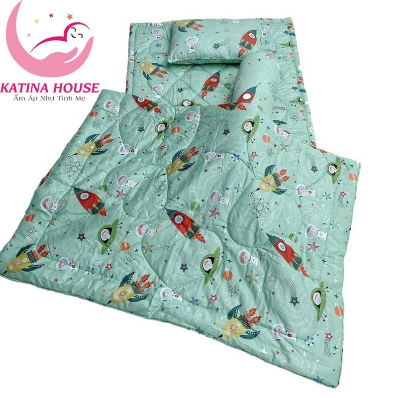 Bộ Gối Nệm Mền trẻ em, cotton satin Hàn Quốc mềm mại thoáng mát, nhiều họa tiết họat hình sắc nét, phù hợp trẻ 2-5 tuổi