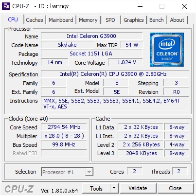 CPU Intel Celeron G3900 (2.80GHz, 2M, 2 Cores 2 Threads) - Đã Qua Sử Dụng, Không Kèm Fan