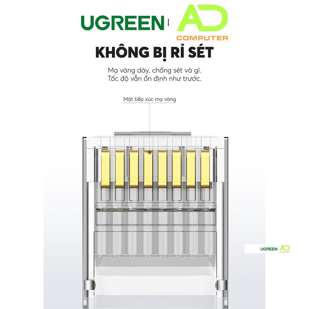 Đầu bấm mạng RJ45 UGREEN NW111 cho dây CAT6, bọc inox chống nhiễu - Hàng phân phối chính hãng - Bảo hành 18 tháng