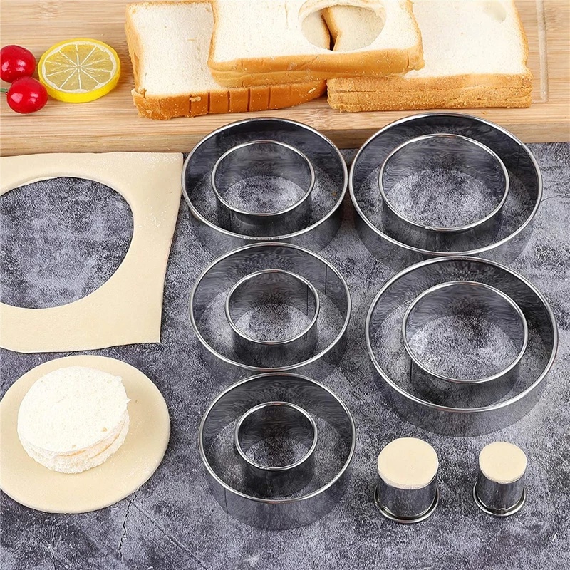 5 Khuôn Cắt Bánh Quy Hình Tròn Bằng Thép Không Gỉ