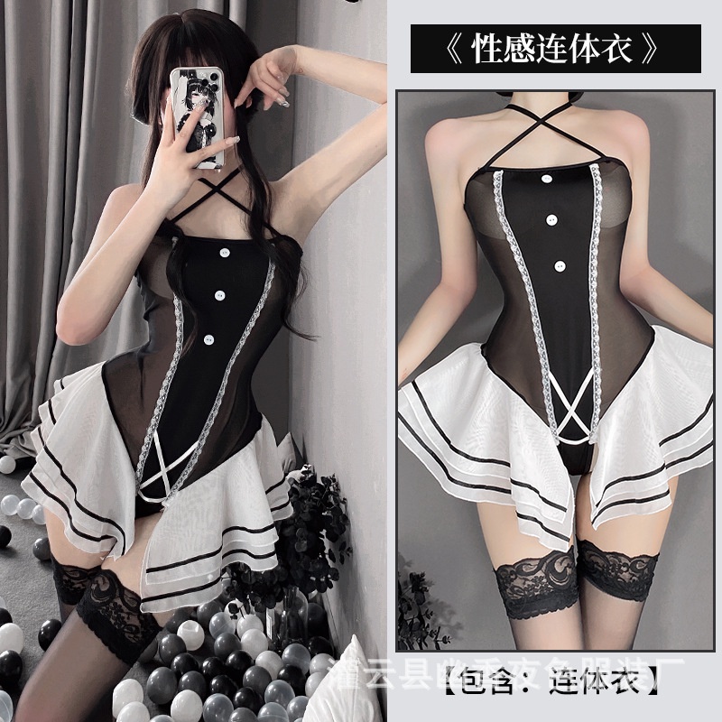 Váy ngủ / Đầm ngủ 2 dây quai chéo chíp liền siêu quyến rũ 2586