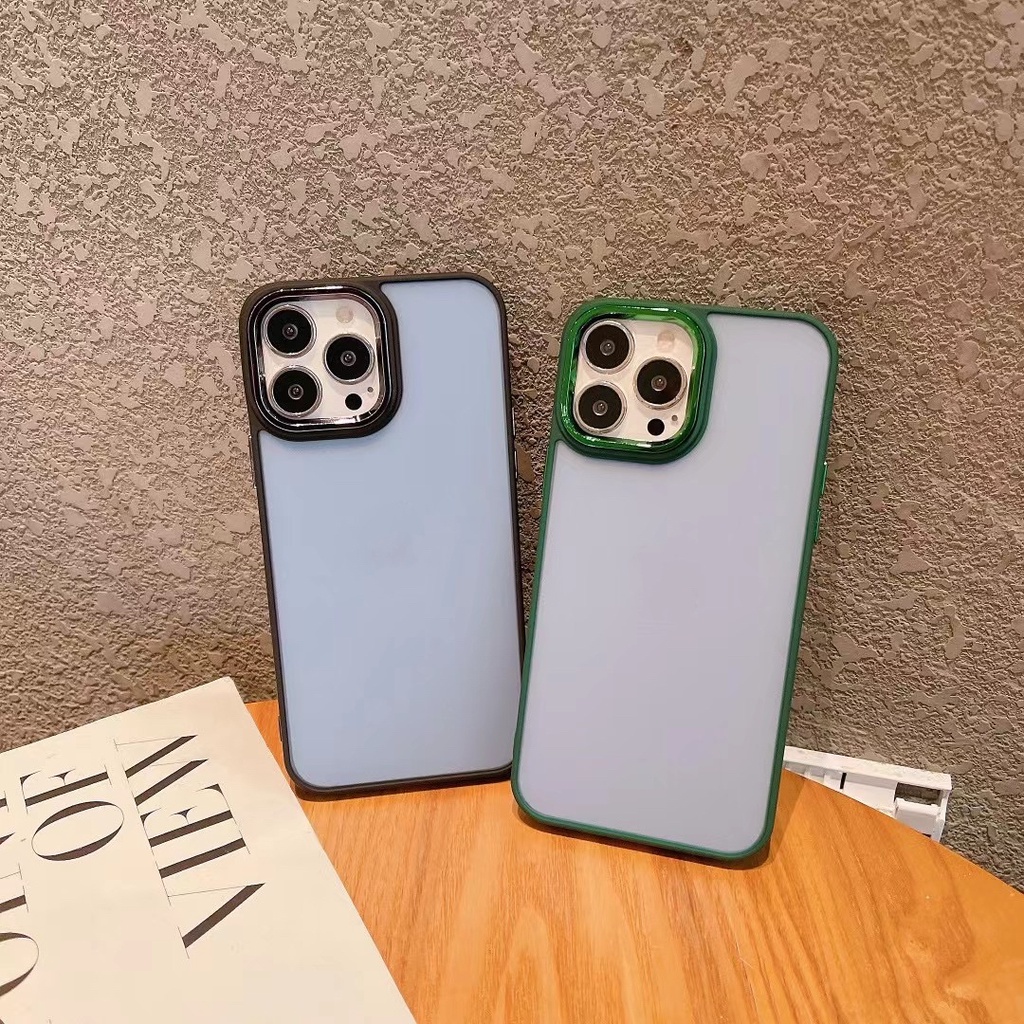 Ốp Điện Thoại Mạ Điện Chống Sốc Có Nút Kim Loại Cho iPhone 7 / 8 PLUS XS XR XSMAX 11 12 13 promax