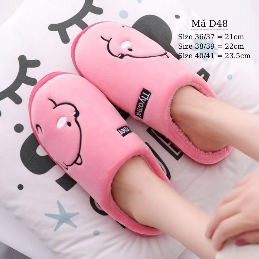 Dép lông đi trong nhà cho bé cho mẹ hình thú gấu cute dễ thương mang ấm thời trang D48