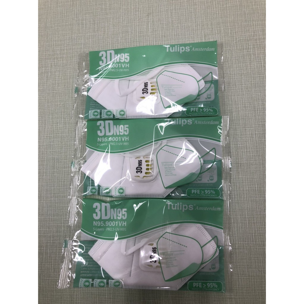 (Chính Hãng) Khẩu trang Tulips 3D N95 Lọc Bụi Siêu Mịn PM2.5 Có Van Thở | BigBuy360 - bigbuy360.vn