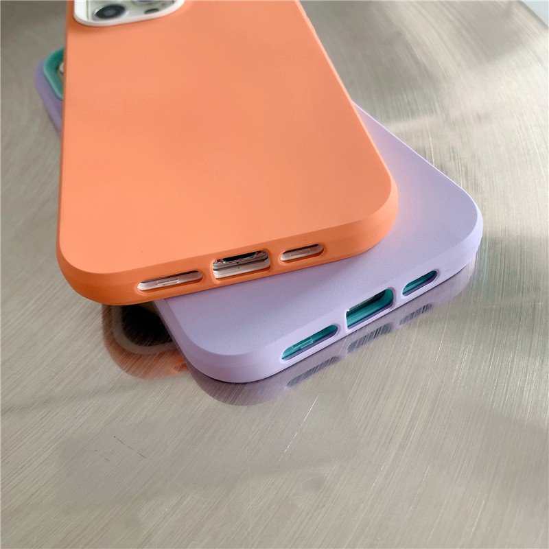 Ốp điện thoại TPU chống rơi chống sốc màu trơn thích hợp cho iPhone 13 11 12 Pro Max 7 8 Plus X XS Max XR SE 2020