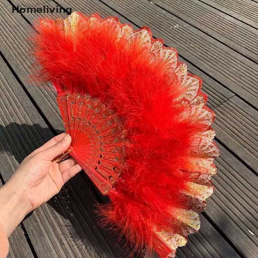 Quạt Xếp Phối Lông Vũ Phong Cách Lolita Gothic