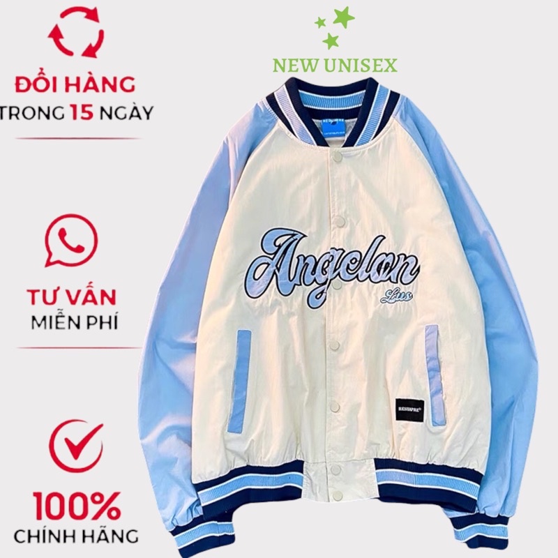 Áo khoác dù Bomber bóng chày thêu Chữ Nổi ANGEL From Rộng Mẫu Mới- TP256 [NewUnisex]