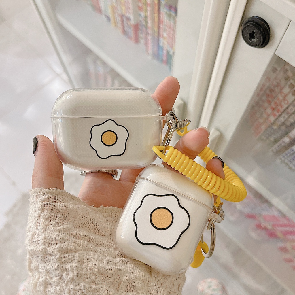 Vỏ Bảo Vệ Hộp Sạc Tai Nghe airpods 1 2 Pro 3rd Generation Pro 1/2 Trong Suốt Chống Sốc Họa Tiết Hoạt Hình Kèm Dây Đeo Kiểu Nhật Hàn