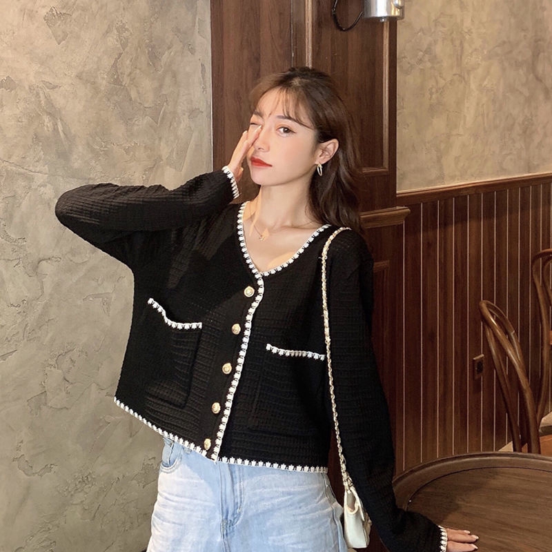 Áo Khoác Cardigan Tay Dài Cổ Chữ V Thời Trang Hàn Quốc Cho Nữ