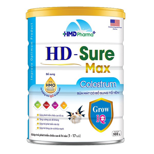 Sữa bột HD Sure Max Colostrum Grow IQ 900gr HAMADA (hamadashop)