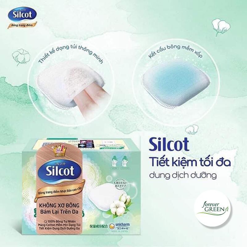 Bông tẩy trang Silcot Soft Touch Premium Cotton 66 miếng/hộp Xanh Lá