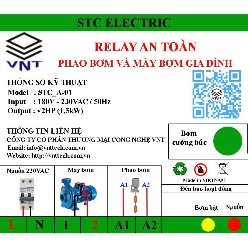 Rơle an toàn cho phao điện, Bồn nước inox STC_A-01