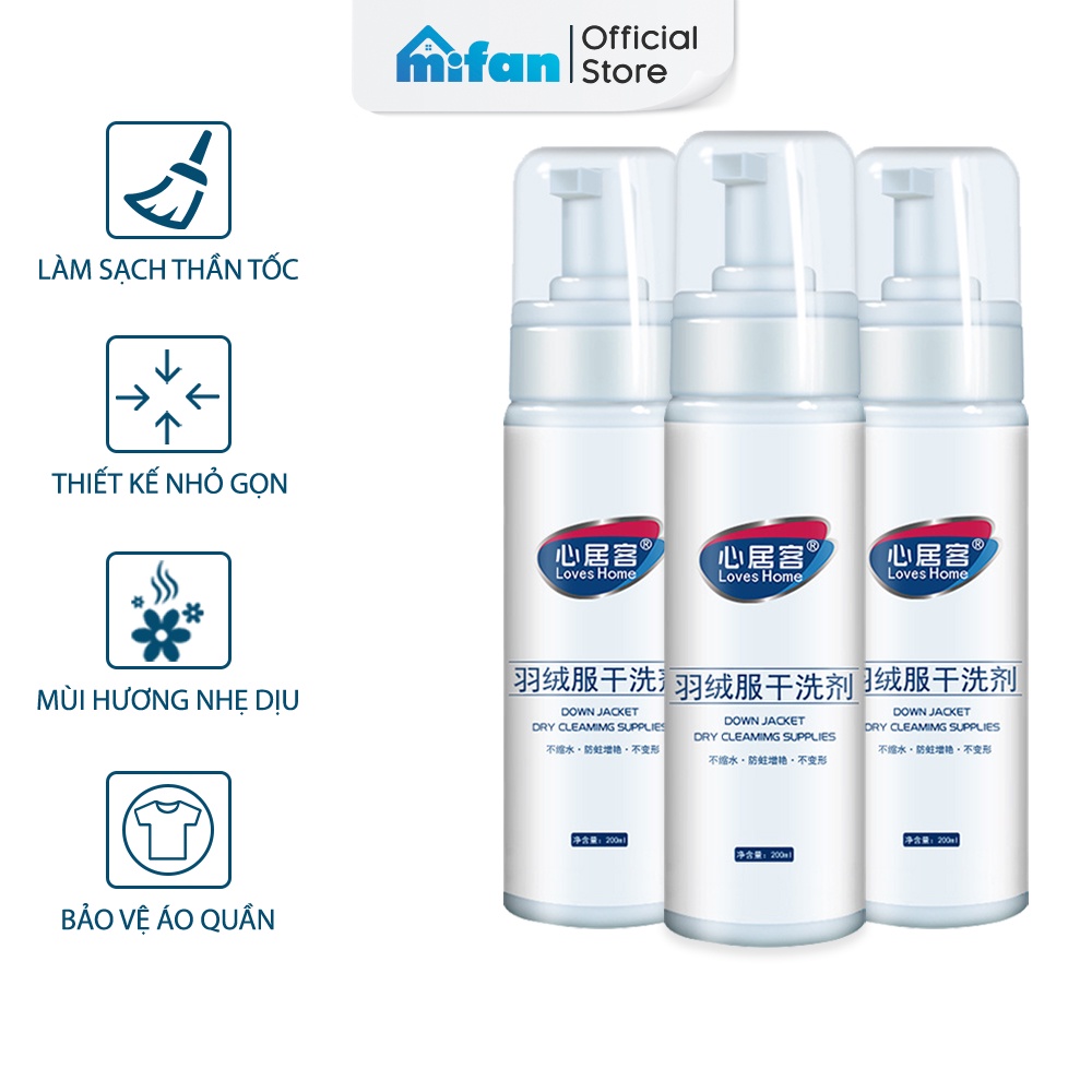 Chai Xịt Giặt Khô Áo Khoác Loves Home 200ml - Bình xịt bọt làm sạch vệ sinh quần áo siêu tốc - MIFAN HÀNG CHÍNH HÃNG
