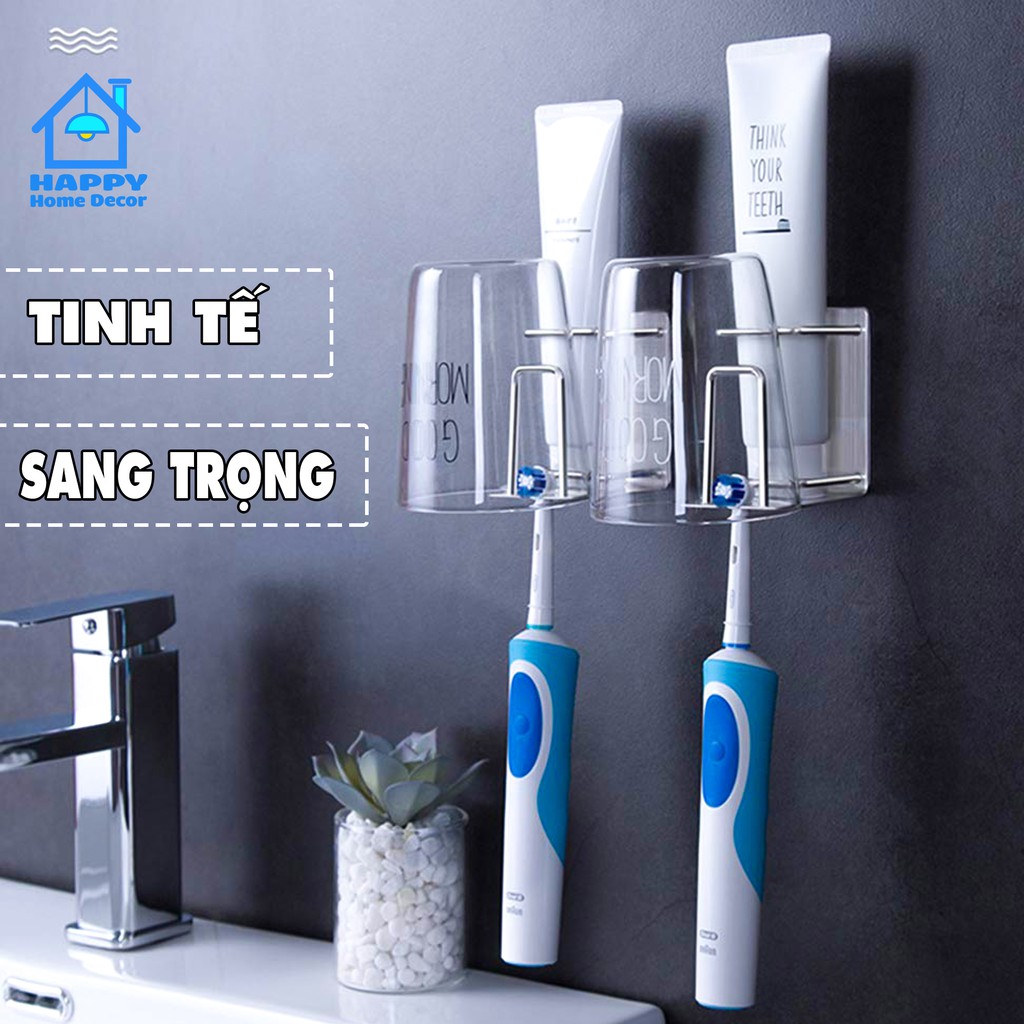 Giá treo 💰 FREESHIP 💰 Giá treo bàn chải kem đánh răng cốc súc miệng đa năng inox 304 dán tường gạch men MBC2IN1