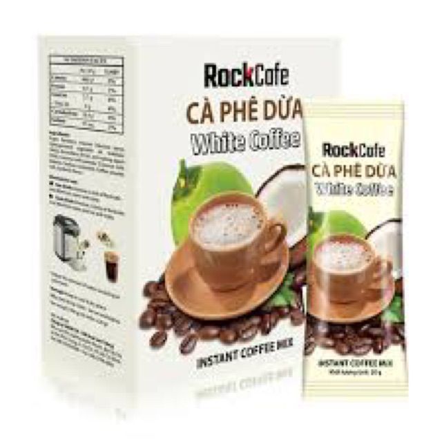 cà phê dừa hòa tan ROCKCAFE -Coocnut cofee - hộp 240gr có 12 gói 20gr