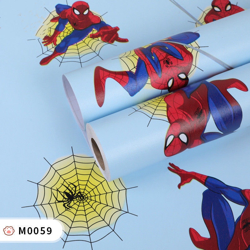 （10M * 0.45m）Giấy Dán Tường Tự Dính Họa Tiết Hoạt Hình Người Nhện  Trang Trí Phòng Ngủ Cho Bé