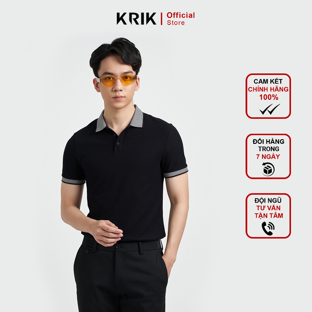 Áo Polo Nam KRIK Chất Vải Thun Cotton Có Họa Tiết Kẻ Ở Cổ Và Phần Bo Tay PL0217