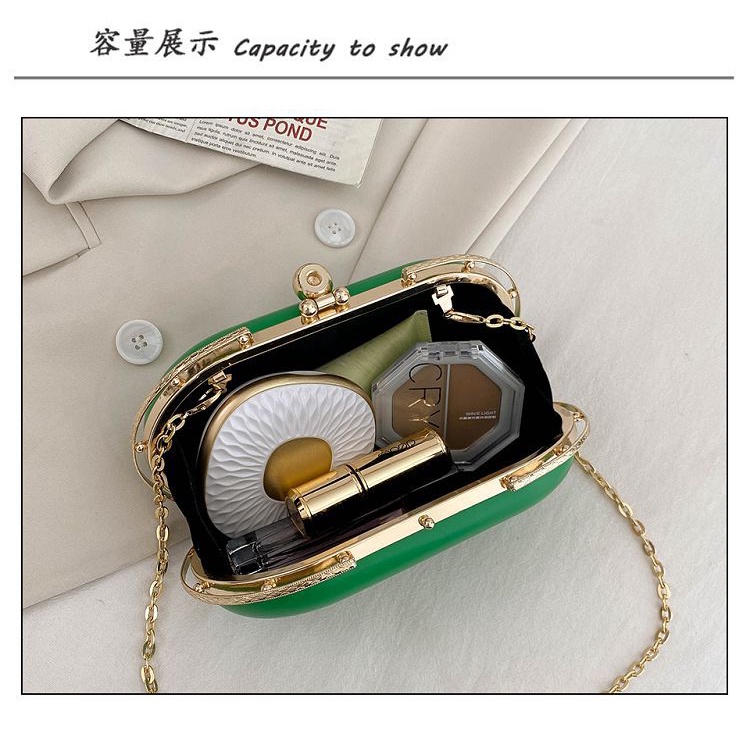 Túi Đeo JASMIN NOIR Chéo Da PU Dáng Tròn Phối Dây Xích Thời Trang Cao Cấp Cho Nữ