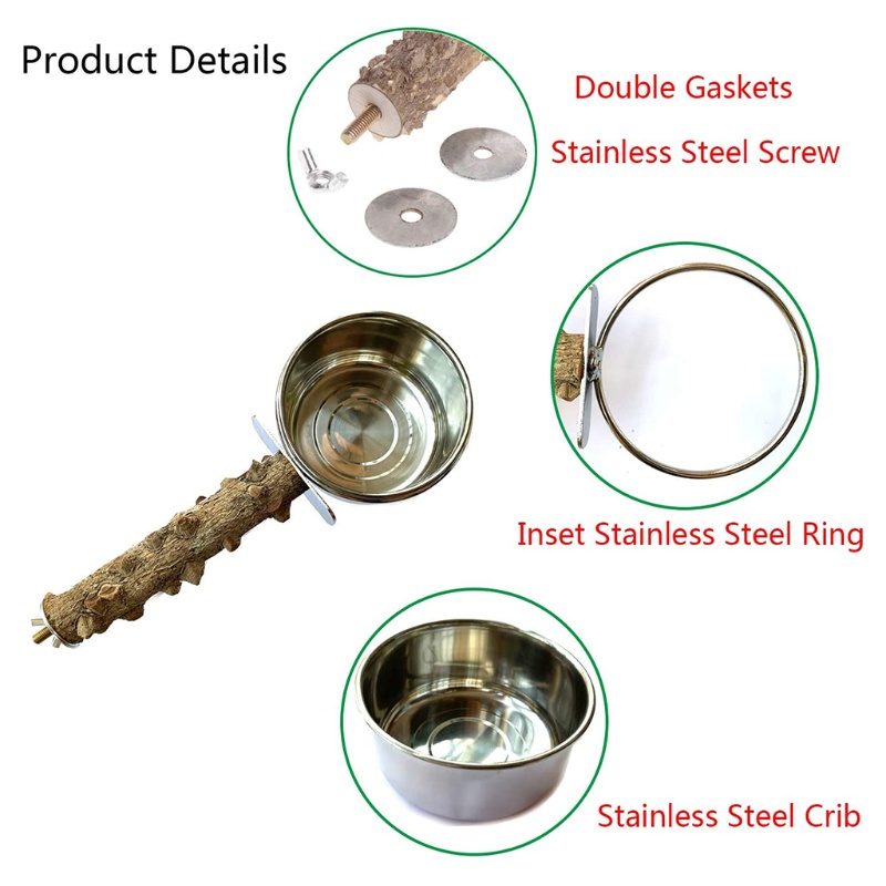 Khay Đựng Thức Ăn Bằng Thép Không Gỉ Kèm Giá Đỡ Đứng Cho Chim Vẹt