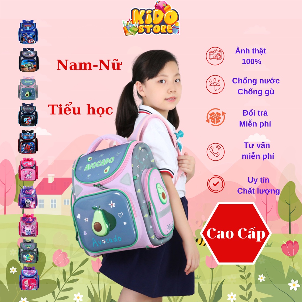 Balo chống gù cho bé tiểu học, cặp học sinh tiểu học bé trai bé gái có chống nước siêu bền, siêu đẹp KDB20