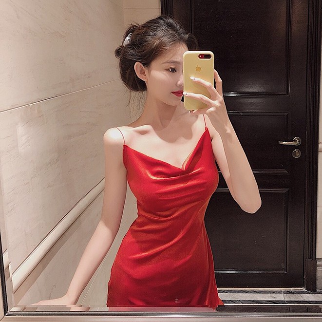 Xiaozhainv Đầm dài cổ chữ V gợi cảm | BigBuy360 - bigbuy360.vn