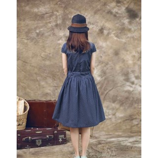 ĐẦM DENIM CHẤM BI - HF1735