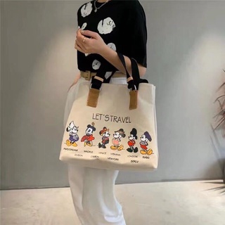 Túi tote canvas cỡ lớn họa tiết Mickey phong cách thời trang Hàn Quốc
