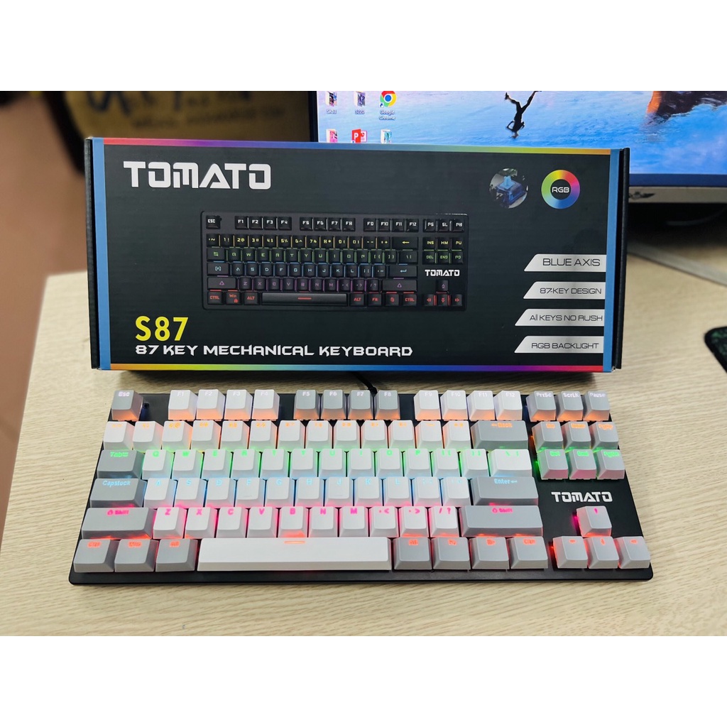 SIEU KHUYẾN MẠI bàn phím cơ Tomato S87 TKL màu xám , bàn phím mini có led
