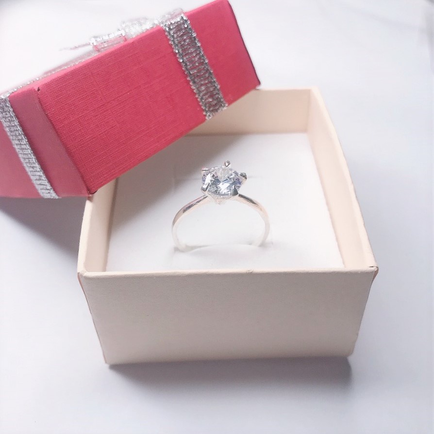 Nhẫn bạc ta đính đá Evasilver, nhẫn bạc 6 chấu sang trọng quý phái - Trang sức bạc Evasilver